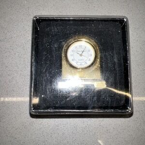 New In Box Miniature Brass Clock Quartz Times Square Japan